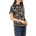 thumbnail image 4 of INSPIRE CHIC Blouse pour Femme à Fleurs à Volants Manches Courtes Col à Volants Blouses Décontractées m Vert Foncé, 4 of 6