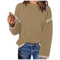 thumbnail image 1 of Timegard Chandails pour Femmes Épaules Tombantes Col Rond Ample Chandail Automne Habillé Décontracté Confortable Hauts en Tricot, 1 of 4