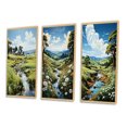 thumbnail image 3 of Designart "In Pasture Countryside Sheep painting" Landscape & Nature Framed Wall Art Set Of 3 - Green Countryside Frame Gallery Wall Set For Home Decor, 3 of 6