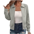 thumbnail image 1 of Birdeem Veste Décontractée Unie pour Femmes, Col Rabattu, Manches Longues, Fermeture Éclair, Mode, Vestes pour Femmes, Blouses pour Femmes, 1 of 7