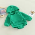 thumbnail image 3 of Baby Fall Winter Hooded Romper  Casual Long Sleeve Solid Color Front Pocket Bodysuit, 3 of 8