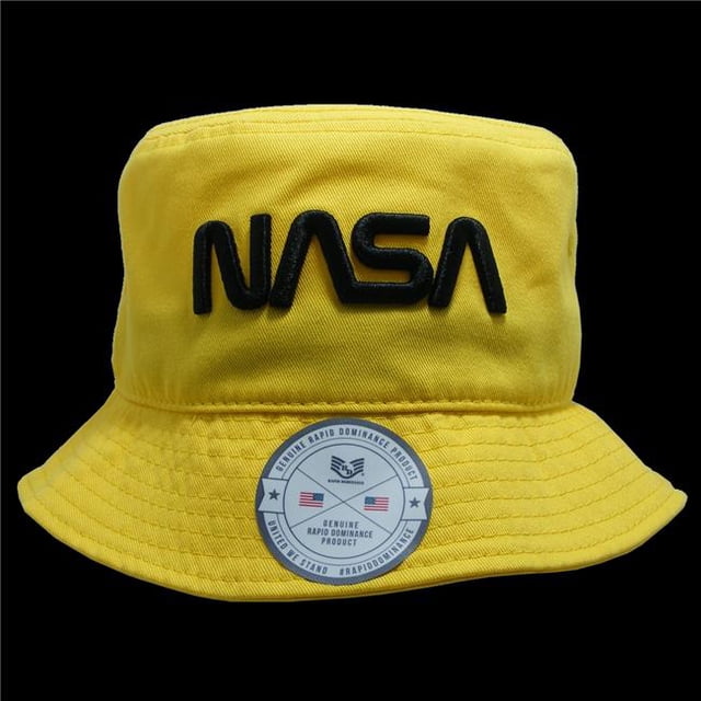 Rapid Dominance Worm NASA Relaxed Bucket Hat, Yellow - Large & Extra Large