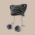 thumbnail image 1 of Hats Cat Ear Gyaru Acubi Crochet Hats with Pompoms for Cutecore Style, 1 of 4
