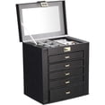 thumbnail image 2 of 6 Layers Womens Jewellery Boxes Table Top Large Leather Chest Jewelry Organizer Case w/ Removeable Drawers, 2 of 8