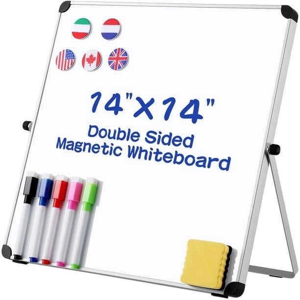 Shsling Double- Sided Dry Erase Board Magnetic Whiteboard 14 x 14 Small White Board for Kids Students Teacher