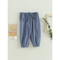 thumbnail image 3 of Faithtur Toddler Boys Casual Sports Pants Solid Color Drawstring Button Cargo Pants with Pockets, 3 of 8