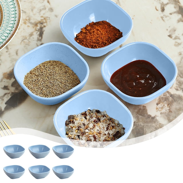 Fridja Clearance under 5$ 4 Inches Square Seasoning Plates 6 Boxed Wheats Straw Plates Sauces Plates