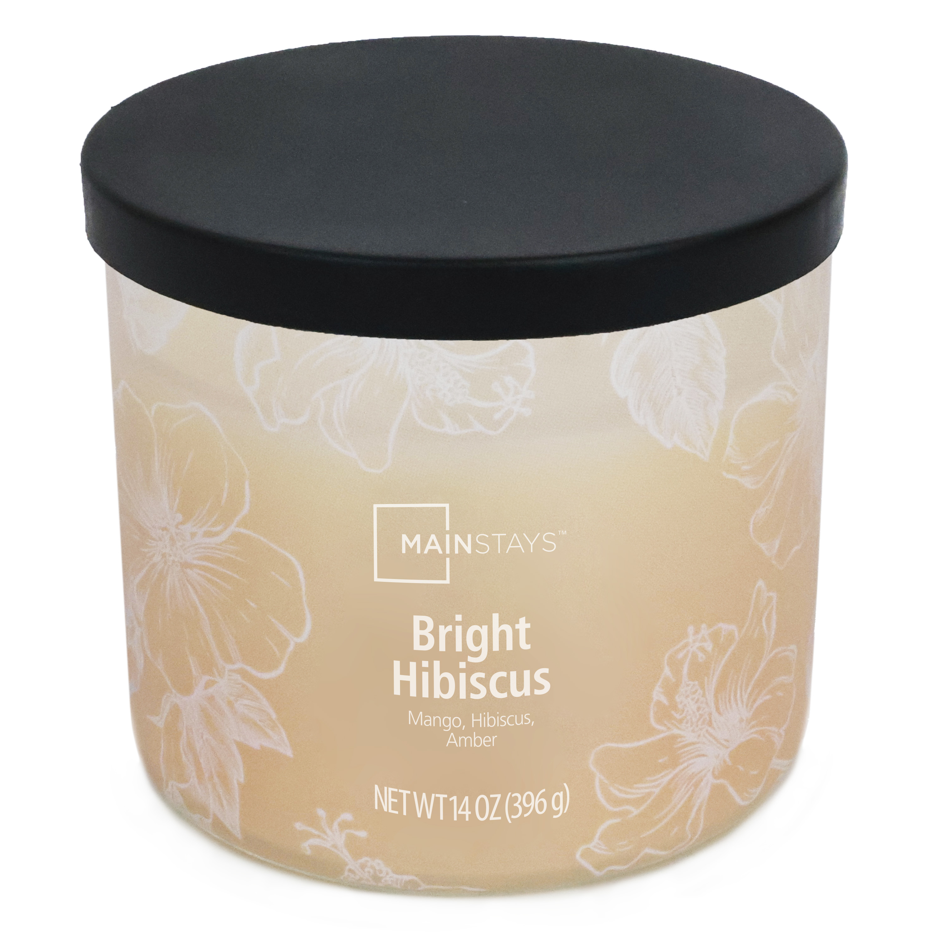 Bougie parfumée Mainstays à 3 mèches, enveloppée texturée Hibiscus, 14 oz