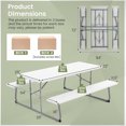 thumbnail image 3 of Gymax Folding Picnic Table w/ 2 Benches 6 FT Camping Table Set w/ All-Weather HDPE Tabletop White, 3 of 10