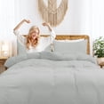 thumbnail image 2 of PiccoCasa 3 Pieces Microfiber Soft Breathable Duvet Cover Set Light Gray Full, 2 of 7