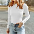 thumbnail image 2 of Yuyuzo Womens Ribbed Basic Tops Turtleneck Long Sleeve Stretchy Tight Pullover Blouse Dailywear Undershirts, 2 of 7