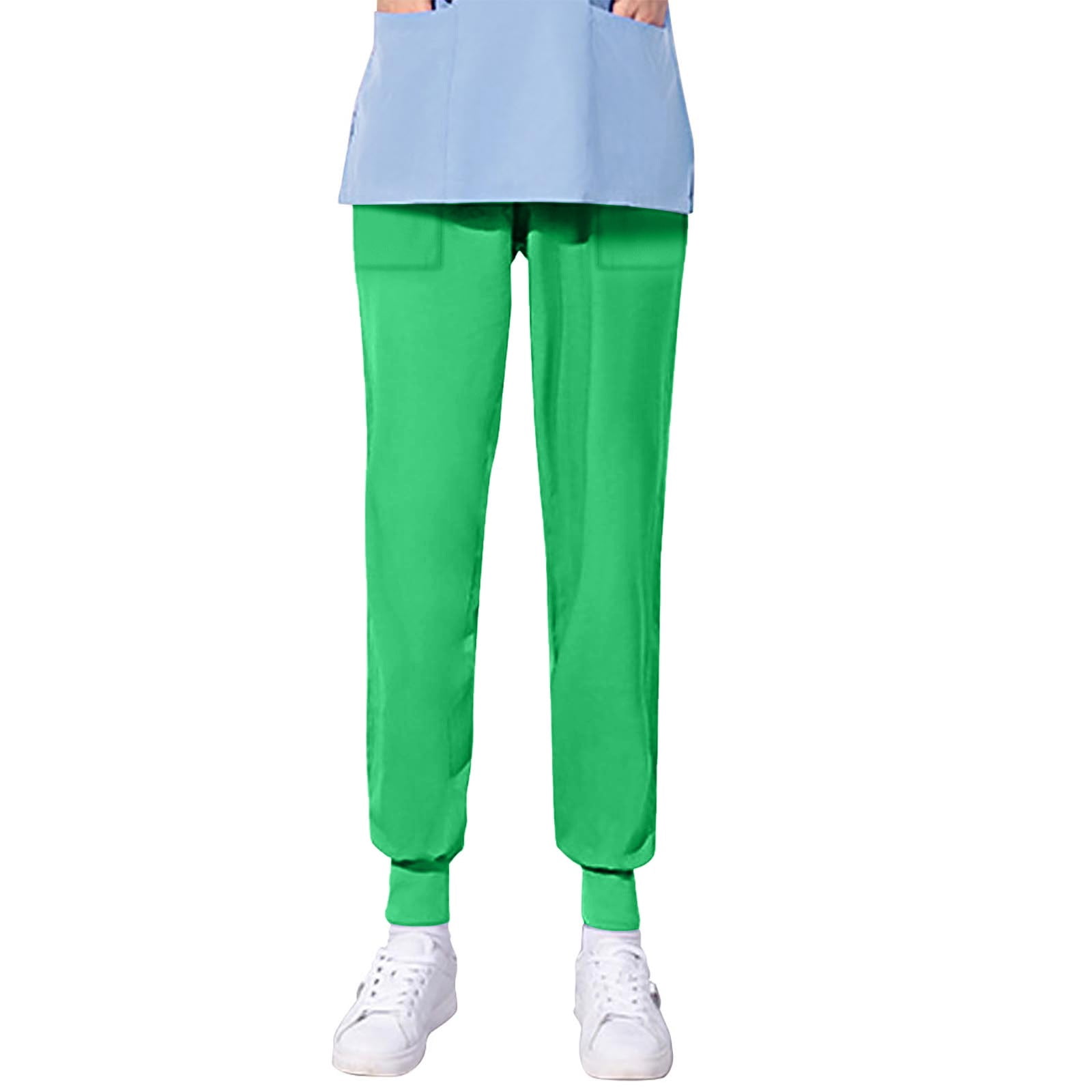 TIMIFIS Scrub for Women Solid Color Four Season Loose Bunched Feet Nurse Work Pants Scrub Pants - Spring/Summer