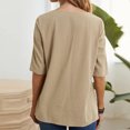 thumbnail image 3 of Birdeem Womens Summer Casual Irregular Round Neck Short Sleeve Solid Loose Shirt Tops, 3 of 7
