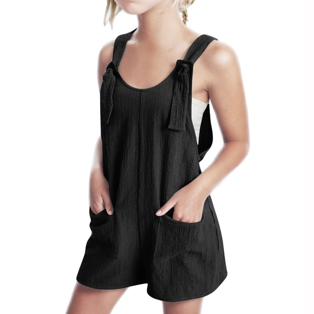 Soki Girls Summer Strap Short Jumpsuit Sleeveless Loose Overalls Cute Rompers Shorts Clearance