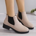thumbnail image 1 of Cameland Women's Large-size Pointed Ankle Boots Chunky Elastic Set Mid-heel Suede Boots, 1 of 9