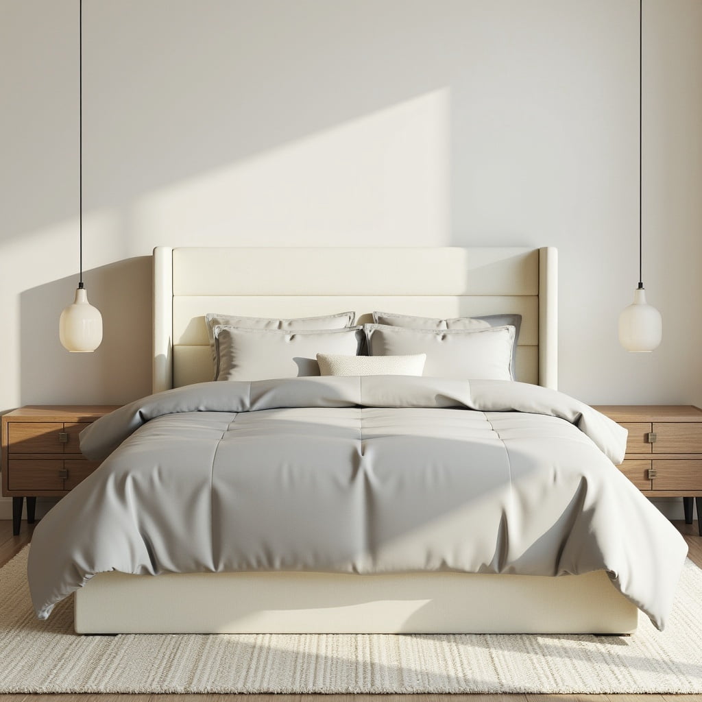 Aykah Zir Double Size Bed Frame with Storage, Upholstered Heaboard
