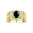 thumbnail image 1 of RYLOS Men's Rings Yellow Gold Plated Silver Rings Classic Designer Style 8X6MM Gemstone & Diamond Ring Cabochon Onyx October Birthstone Rings For Men,  Size 8, 1 of 7
