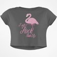 thumbnail image 1 of Flamingo I Will Flock You Up Junior Boxy Crop Top T Shirt, 1 of 1