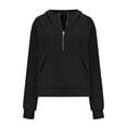 thumbnail image 3 of Half Zip Sweatshirt Women Plus Size Fleece Cropped Hoodies Pullover Fall Winter Warm Tops Thumb Hole, 3 of 6