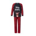thumbnail image 1 of Diconna Ensemble de Pyjamas de Noël pour la Famille Imprimé Lettre Manches Longues Col Rond Hauts Pantalon à Carreaux, 1 of 9
