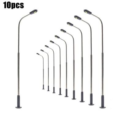 10Pcs Model Railway Warm White Lamp Post Street Light Single Head 1:50 Model Train Artificial Miniature Railroad Decoration