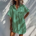 thumbnail image 1 of Weiqiqre Chemises pour Femmes Été Robe en Coton et Lin Robe Mini à Col en V Décontractée à Manches Courtes Tunique Ample Robes, 1 of 5