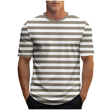 Maplenight Men's Striped T Shirt Short Sleeve Crew Neck T-Shirt Casual Summer Tshirt Classic Basic Tee Shirt