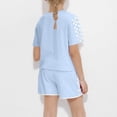 thumbnail image 3 of Économies d'Été! HVOBTTY Ensemble Décontracté 2 Pcs à Manches Courtes pour Filles, Ensemble de Mode Décontracté à Manches Courtes pour Garçons et Filles avec Col Rond, Boutons et Short Imprimé Bleu Ciel, 10 Ans, 3 of 4