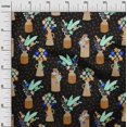 thumbnail image 3 of oneOone Polyester Spandex Black Fabric Floral Vase With Geometrical Craft Projects Decor Fabric Printed By The Yard 56 Inch Wide, 3 of 4