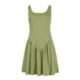 thumbnail image 4 of Liquidation d'Hiver! Robes pour Femmes, Robe d'Été Décontractée pour Femmes avec Poches, Couleur Unie, Mini-Robe à Col en V, Vert Menthe, m, 4 of 9