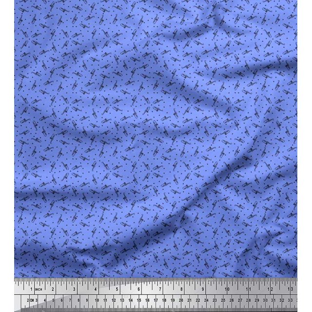 Soimoi Georgette Viscose Fabric Triangle & Saxophone Musical Instrument Fabric Prints by Yard 42 Inch Wide