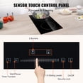 thumbnail image 3 of VEVOR Built in Electric Stove Top, 20 x 11.6 inch 2 Burners, 240V Glass Radiant Cooktop with Sensor Touch Control, Timer & Child Lock Included, 9 Power Levels for Simmer Steam Slow Cook Fry, 3 of 9