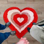 Floor Mat Bathroom Water Absorbent Mat, Valentines Day Heart Shaped Floor Mat Quick Dry, Bath Mat for Shower Washable Bath Rug