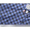 thumbnail image 2 of Soimoi Blue Moss Georgette Fabric Diagonal Check Printed Craft Fabric by the Yard 42 Inch Wide, 2 of 5