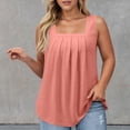 thumbnail image 1 of Women's Casual Square Neck Tank Top Pure Color Ruffle Detail Blouse for Spring Summer Daily Wear with Jeans Workout Set Fitted T Shirt Atmosphere Top Cleavage Cover plus Size Camisole Petite 3, 1 of 6