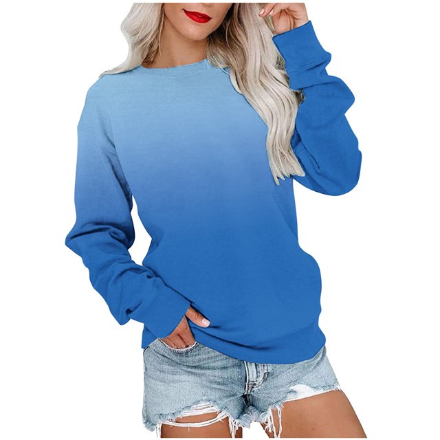 T-shirt Imprimé Mode pour Femmes Manches Longues Blouse Col Rond Hauts Décontractés Sweat à Capuche