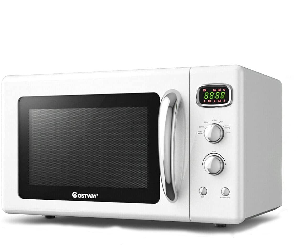 Moccha Large 0.9Cu.ft Countertop Microwave Oven 900-Watt Retro Microwave w/Child Safety Lock Defrost & Auto Cooking Function LED Display Glass Turntable (Mint Green)