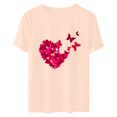 thumbnail image 4 of Meichang T-Shirts de la Saint-Valentin pour Femmes Imprimé Cœur Manches Courtes Col Rond Pull Ample Décontracté Tops de Vacances, 4 of 6
