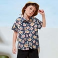 thumbnail image 2 of Chemises Garçons Été Plage Hawaïenne Florale Manches Courtes Décontracté Chemise Col Chemise Marine 2-3 Ans, 2 of 5