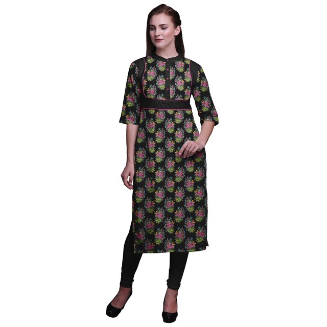 Bimba Kurta Santoon en Viscose Tunique d'Été Imprimée Kurtis Droite pour Femmes