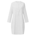 thumbnail image 4 of Aqestyerly Robe Unie à Manches Longues pour Femmes avec Poches, Robe à Col Rond avec Détails de Boutons pour l'Automne et l'Hiver, Tenue Décontractée HWRETIE, 4 of 5