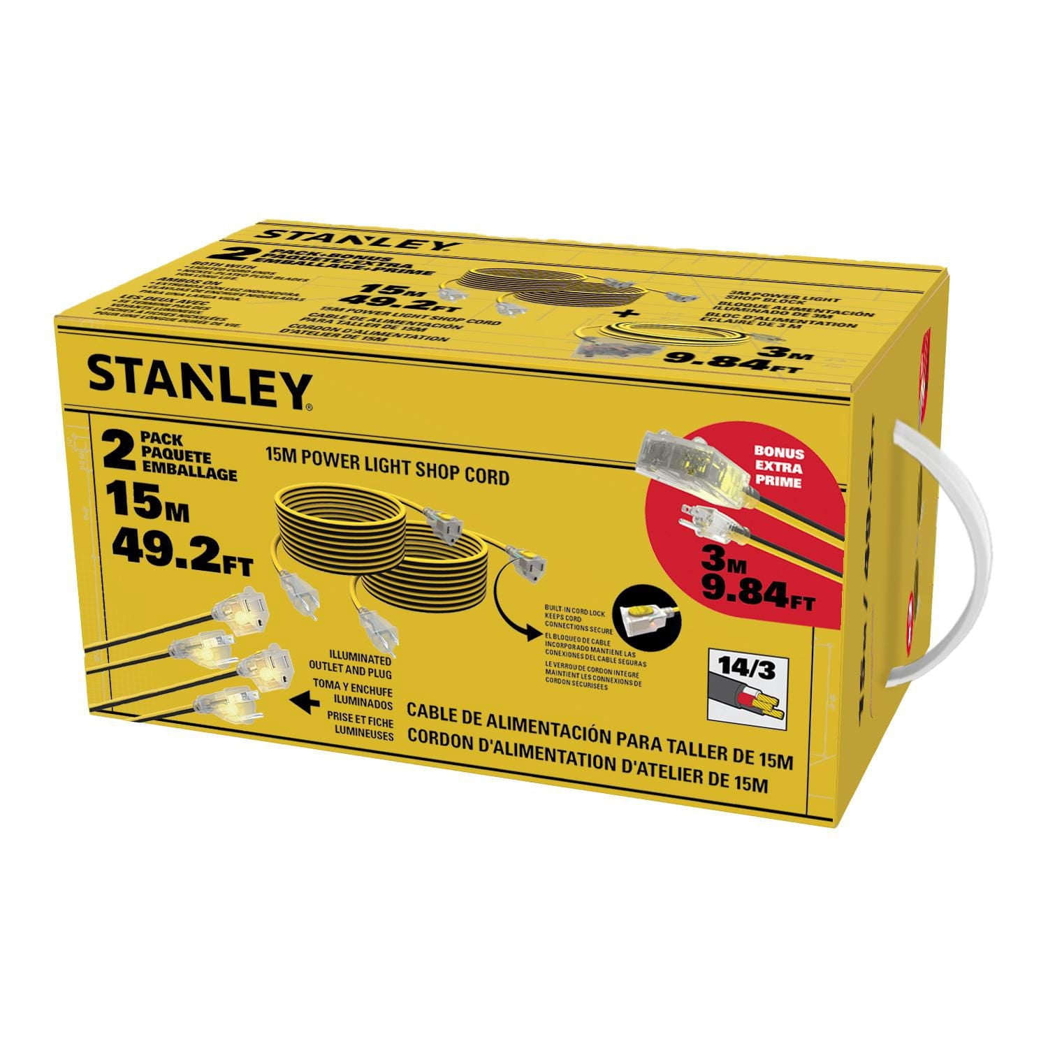 Stanley 2 Pack 15m Power Shop Cord with Bonus Cord