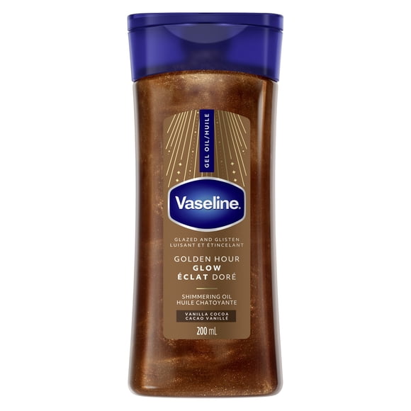 Vaseline Gel Oil Golden Hour Glow Vanilla Cocoa Shimmering Oil, 200 ml