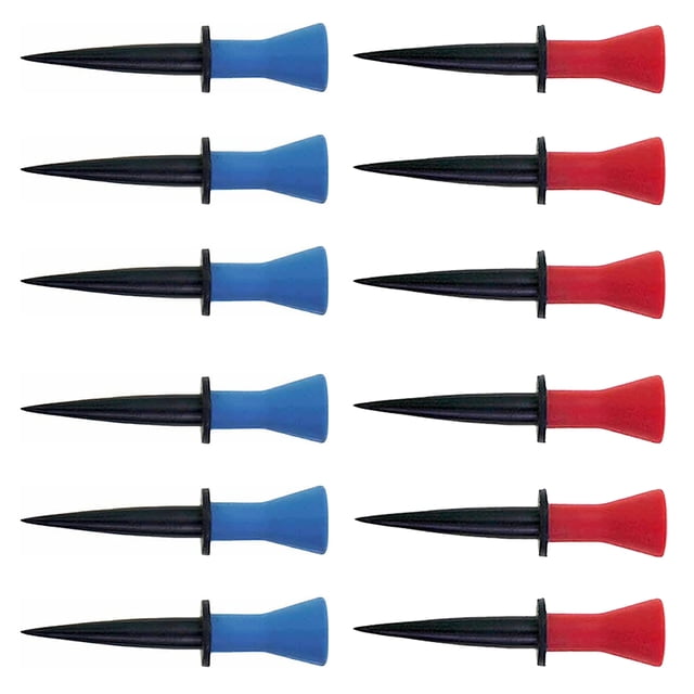 Langgg Lot de 12 pour T-Shirts de Golf Ballon en Plastique Support Stable Réutilisable Extérieur Intérieur Golf Sports Entraînement Pratique pour Golfeurs 6 Pcs Rouge+6 Pcs Bleu 76mm 2Ensemble