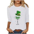thumbnail image 2 of T-Shirt Ample à Manches Trois-Quarts et Col Rond Imprimé pour la Saint-Patrick pour Femmes, 2 of 6