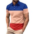thumbnail image 2 of Shirts for Men, Men Casual Printed Short Sleeve Turn Down Collar Buttons Side Split T-Shirt Blouse Tops, 2 of 5