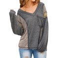 thumbnail image 4 of Femmes Poche avant Col V Manches Longues Pull-Over Chemise, 4 of 7