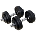 thumbnail image 1 of PRISP Adjustable Weight Dumbbells Set - Includes 2 Bars, Cast Iron Plates and Threaded Collars; Pair of Spinlock Dumbbells, 1 of 4