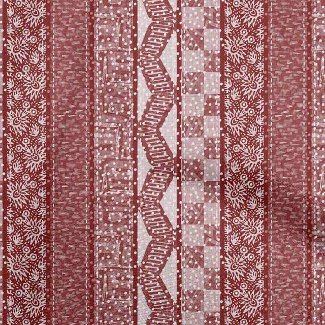 oneOone Cotton Silk Red Fabric Mix Block Pattern Fabric For Sewing Printed Craft Fabric By The Yard 42 Inch Wide