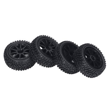 RC Tires Set, Plastic Wheel Rims Rubber Tires Flexible High Abrasion Resistance 12mm Hex 4PCS Better Grip  For Replacement